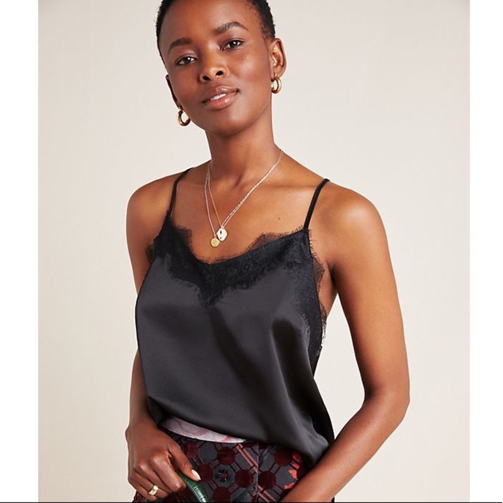 NWT Anthropologie Mirabel Lace Cami Black Large